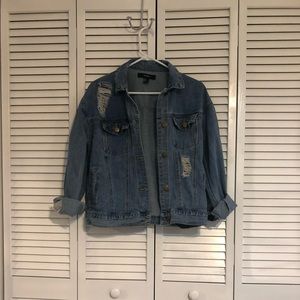 Forever 21 light wash distressed denim jacket